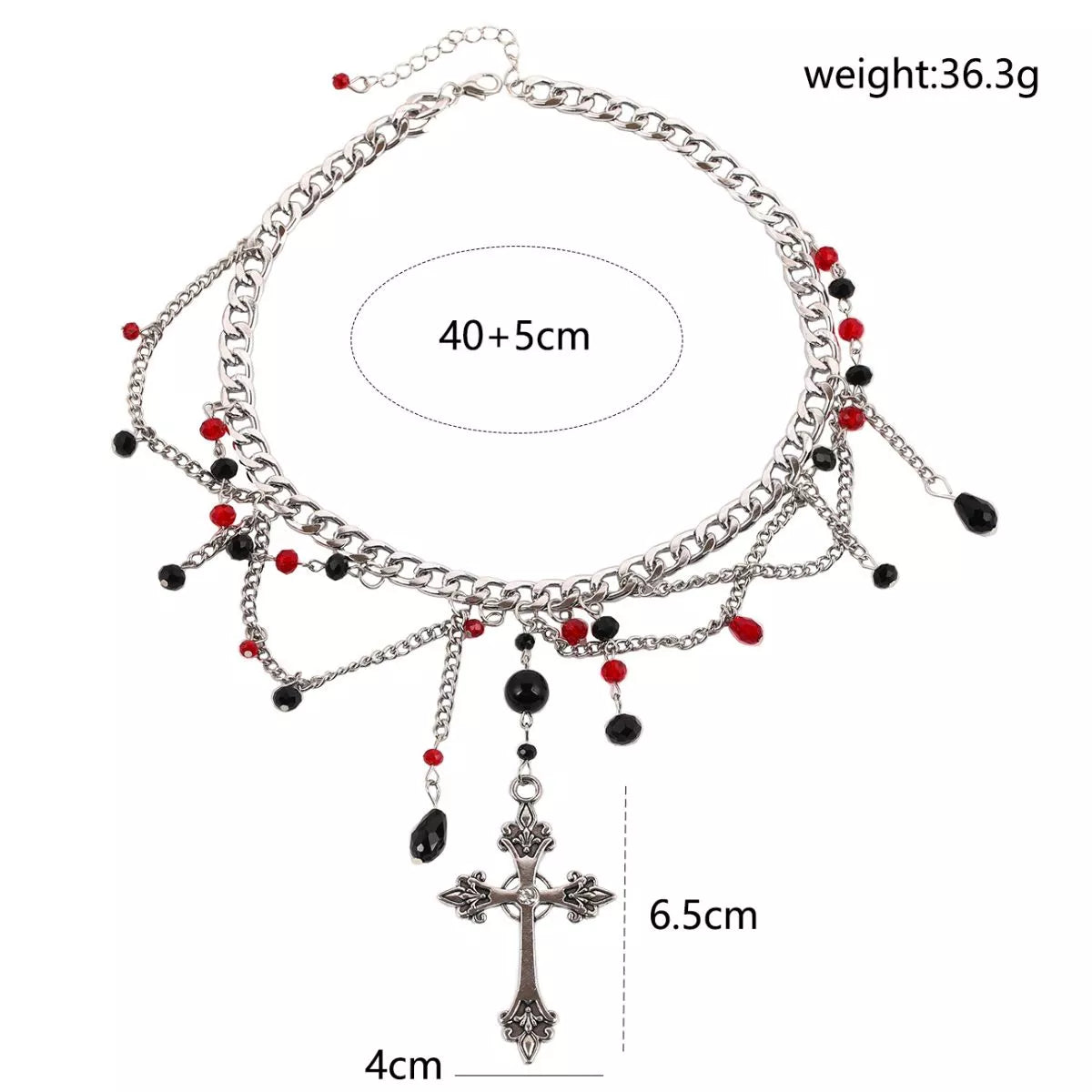Gothic Cross Pendant Layered Necklace