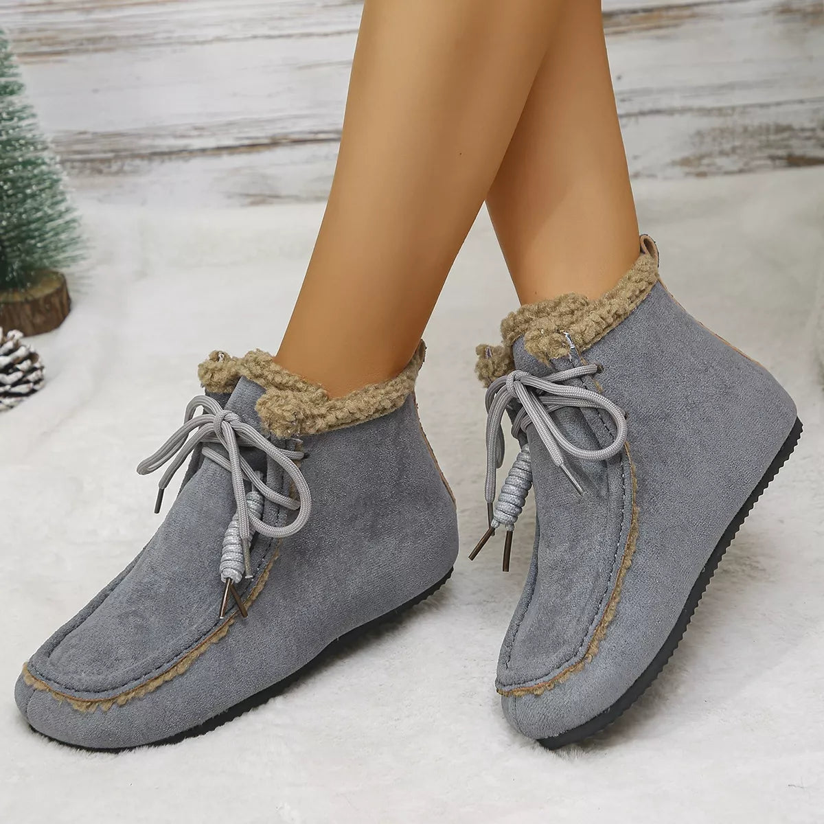 Lace Up Flats Ankle Boots