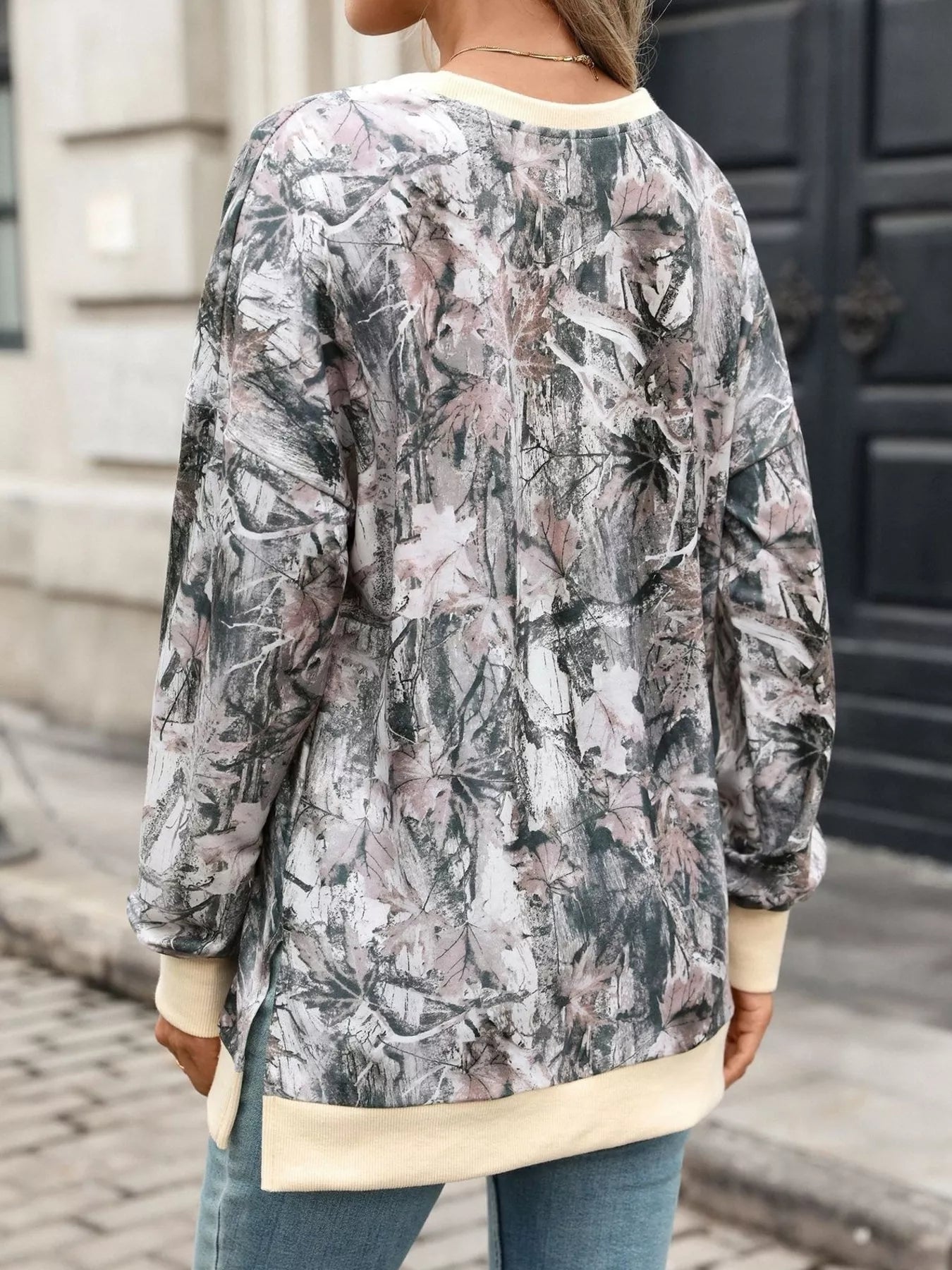 Camouflage Print Crewneck Sweatshirt