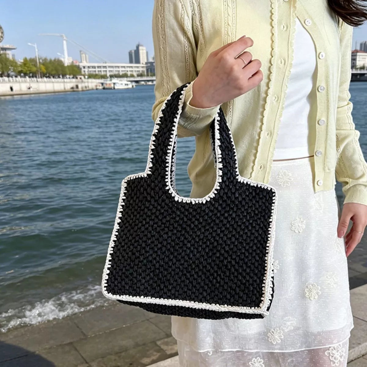 Woven Straw Handbag
