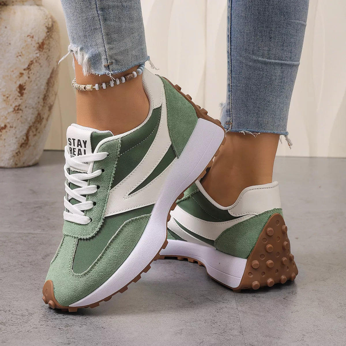 Color‑Blocked Platform Casual Sneakers