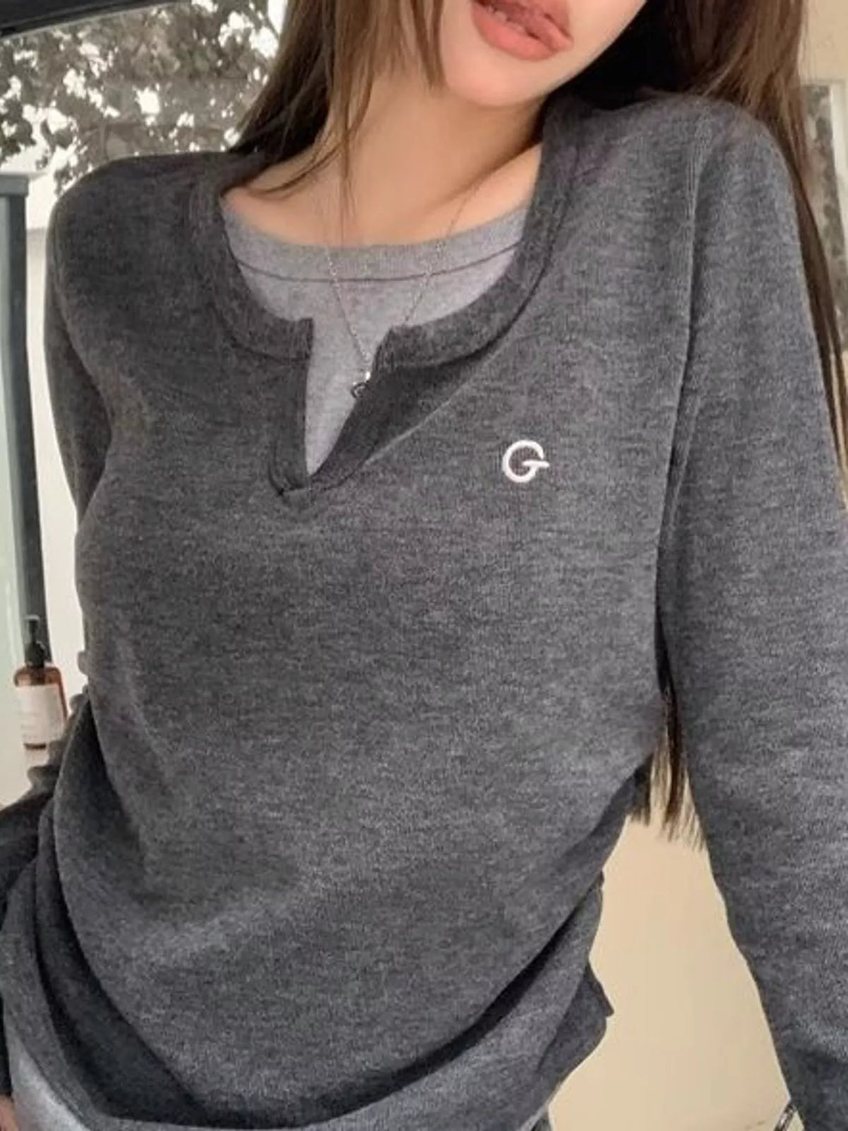Layered Look Long Sleeve T-Shirt