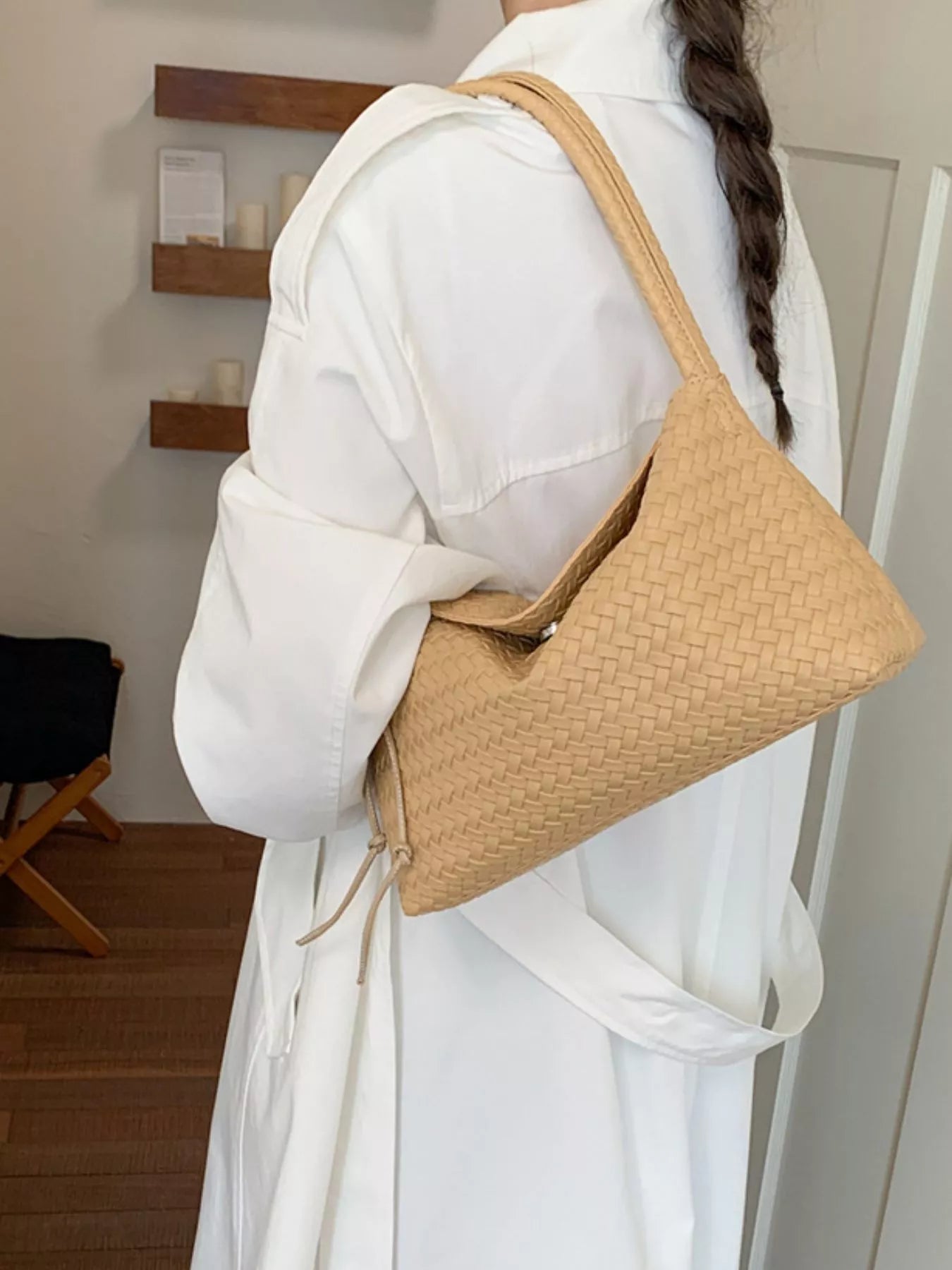 Woven Leather Shoulder Bag