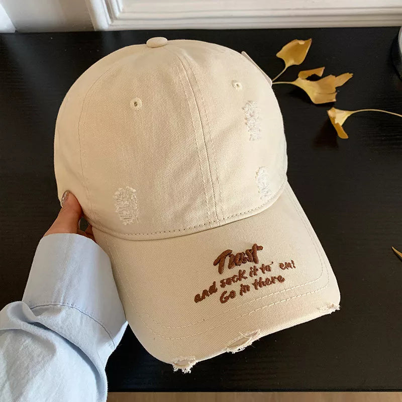 Distressed Embroidered Baseball Cap