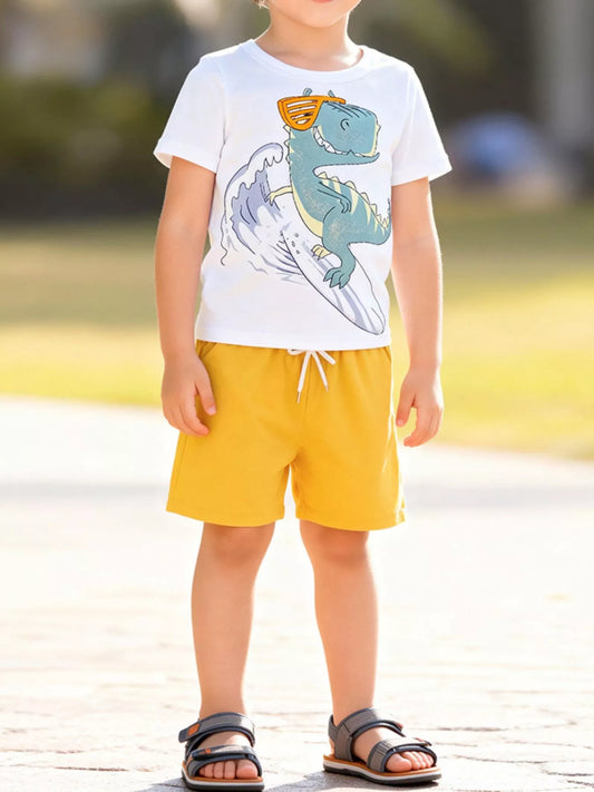 Children's Dinosaur Graphic Tee and Shorts Outfit Set