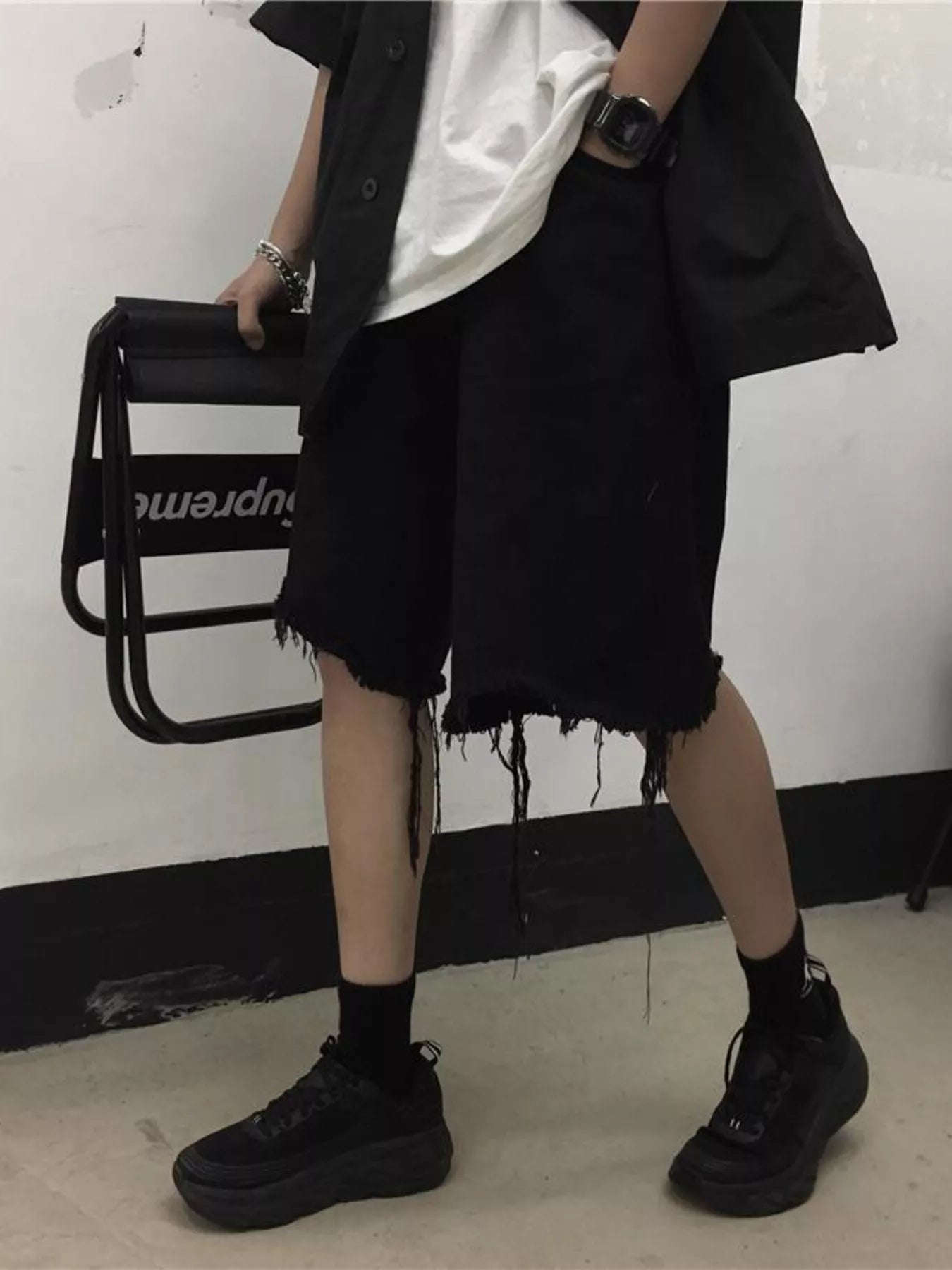 Men's Full Size Raw Hem Shorts Plus Size