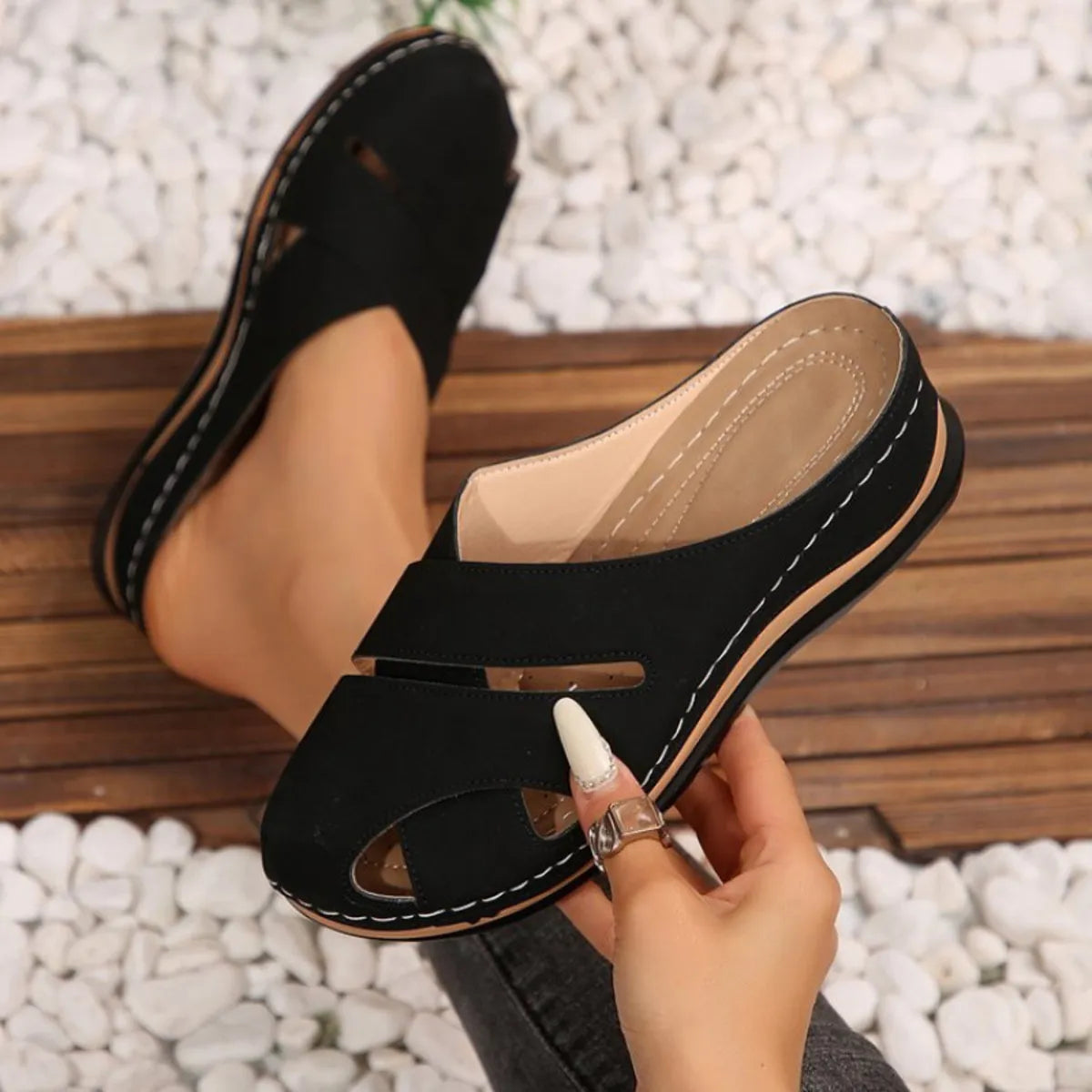 Round Toe Wedge Sandals