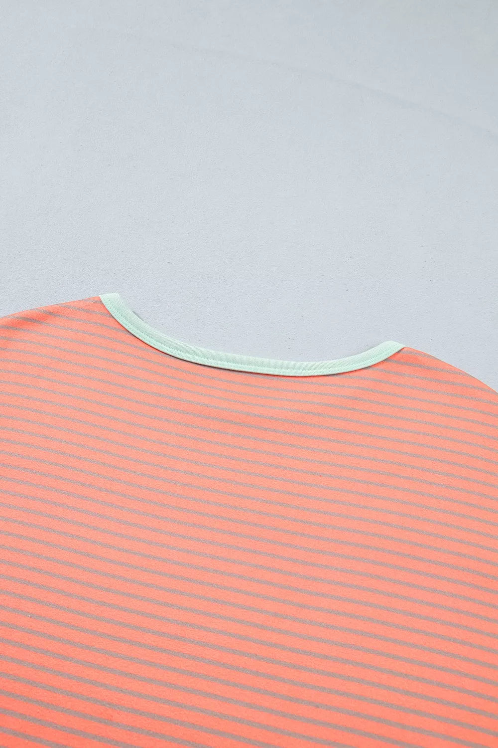 Stripe Colorblock Detail Raw Seam Long Sleeve Tunic Top