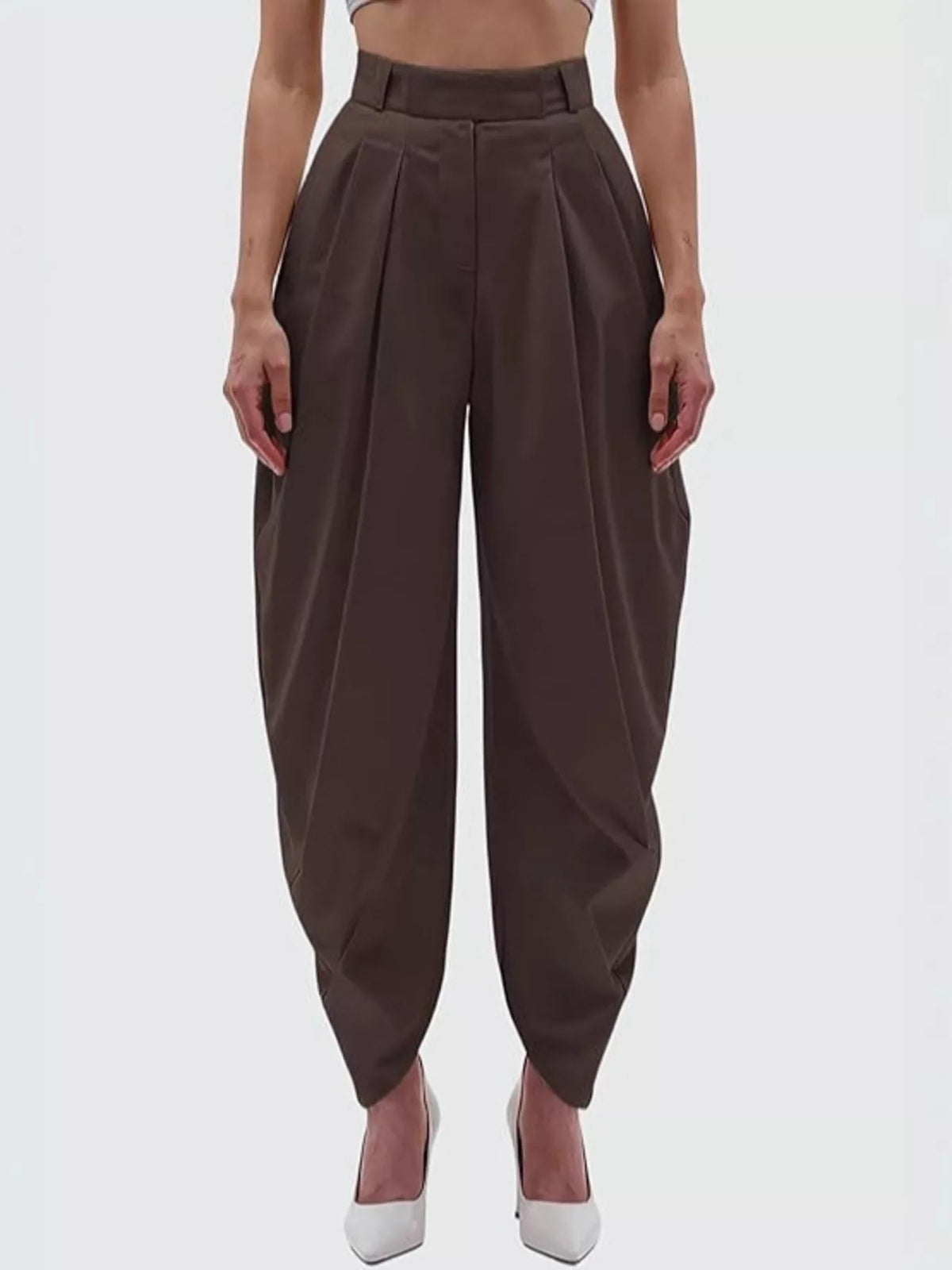 High-Waisted Pleated Drape Pants