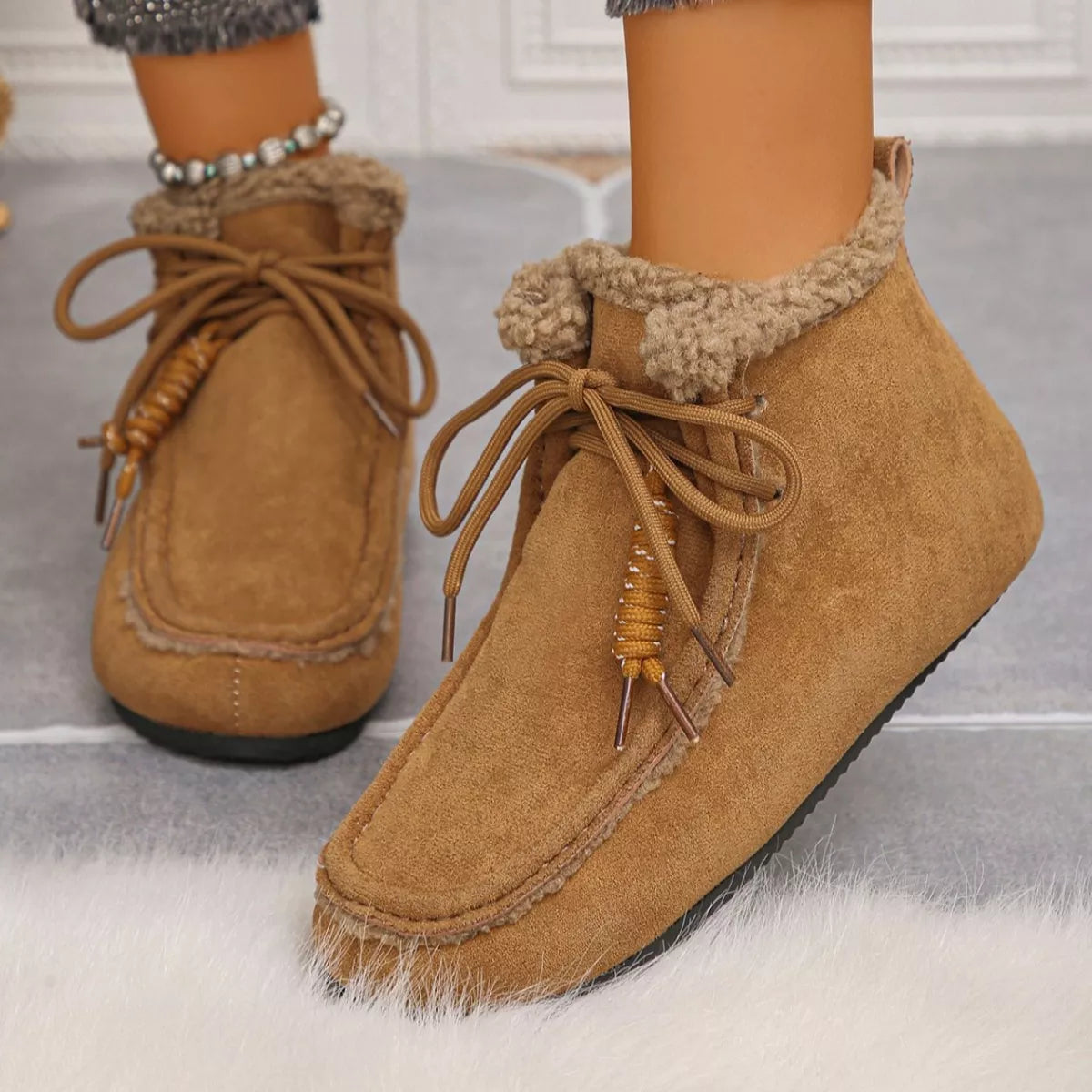 Lace Up Flats Ankle Boots
