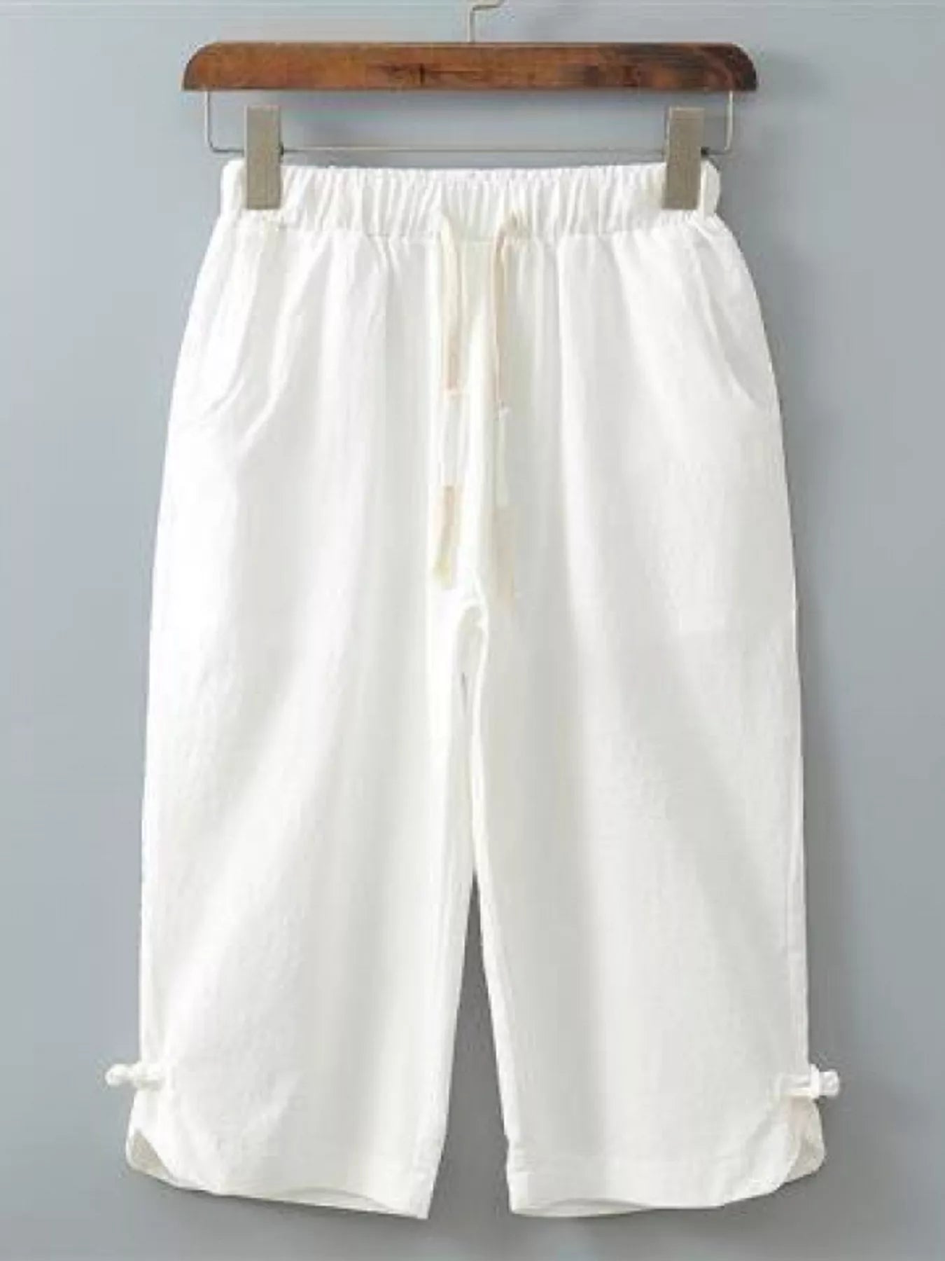 Men's Plus Size Casual Cropped Pants with Drawstring