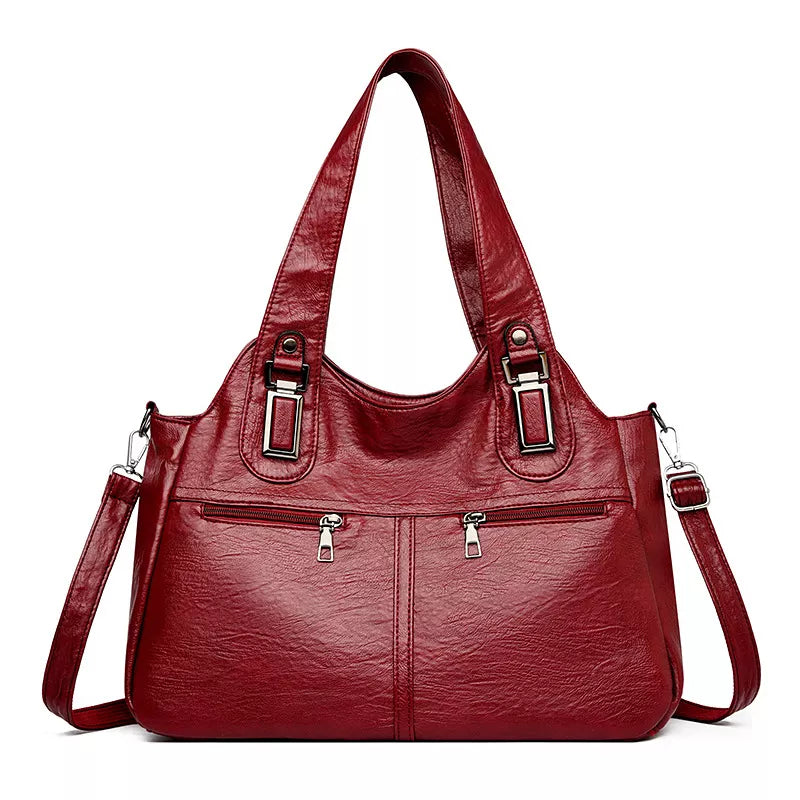 Vintage Style PU Leather Large Handbag
