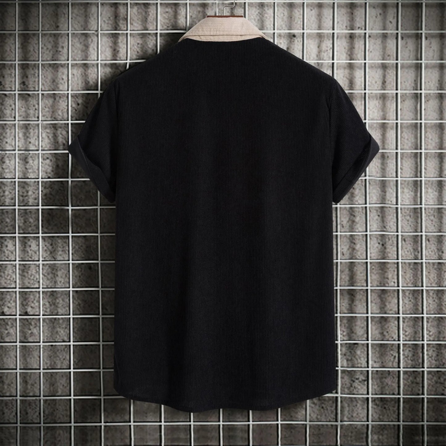 Men's Plus Size Classic Color Block Short Sleeve Shirt