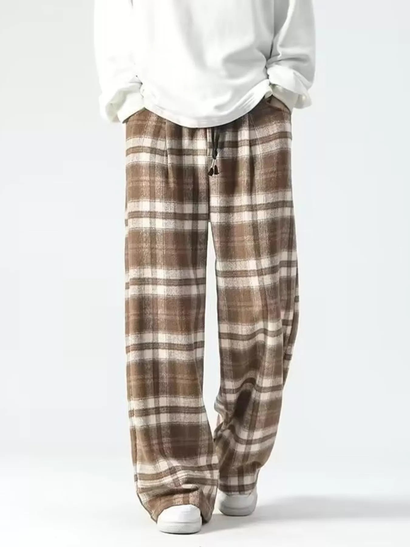 Men's Plus Size Vintage Plaid Wide Leg Pants