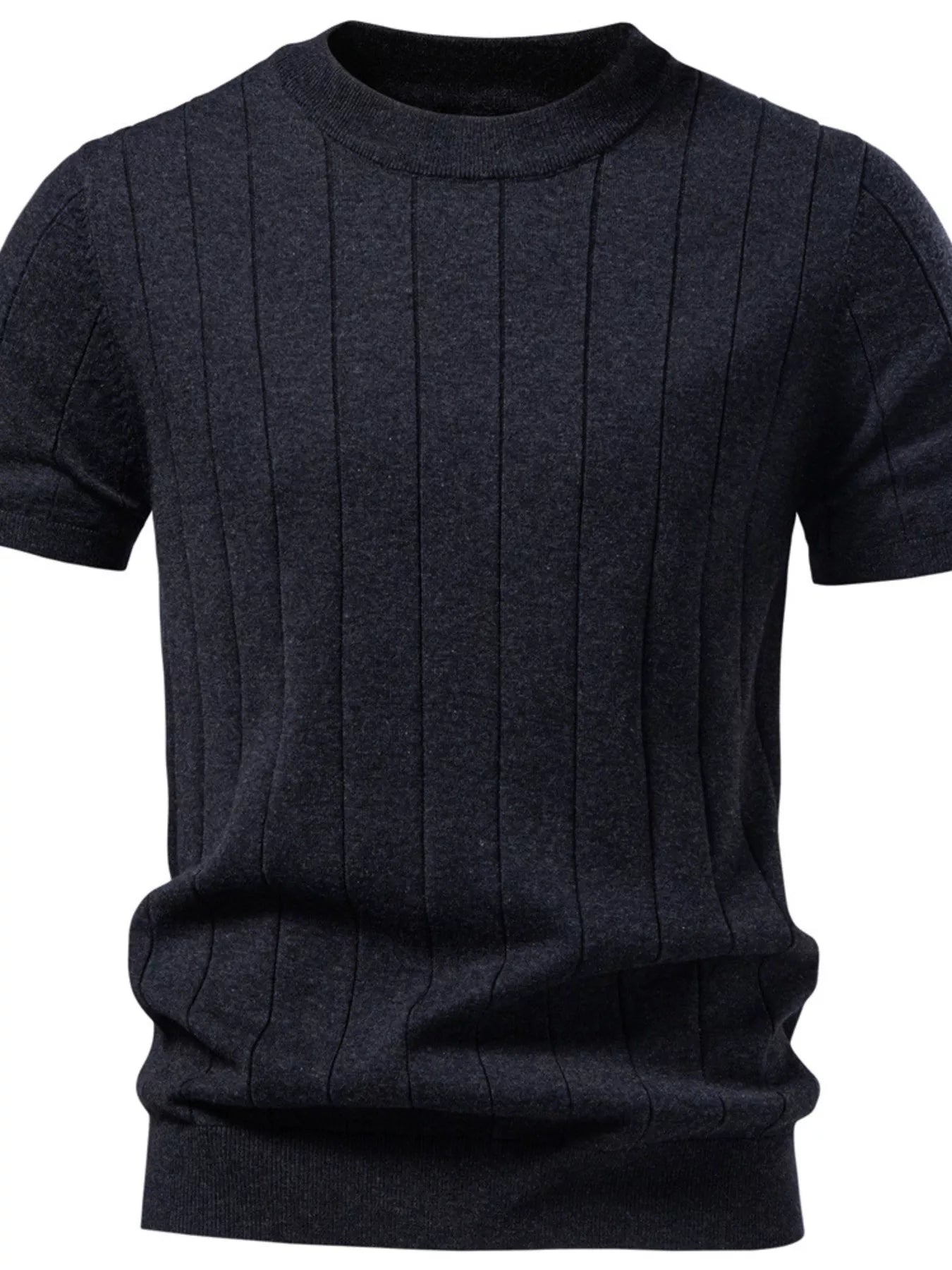Men's Ribbed Knit Short Sleeve Sweater