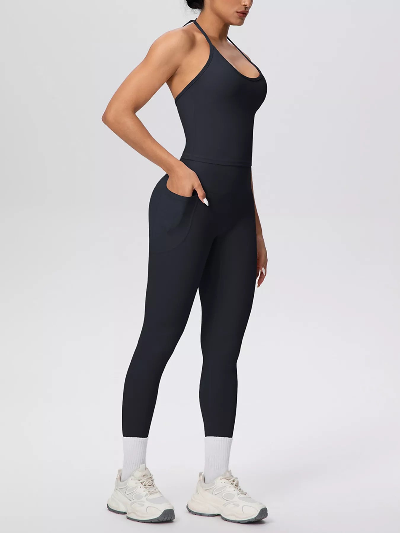 Halter Neck Cami and High-Waisted Leggings Active Set