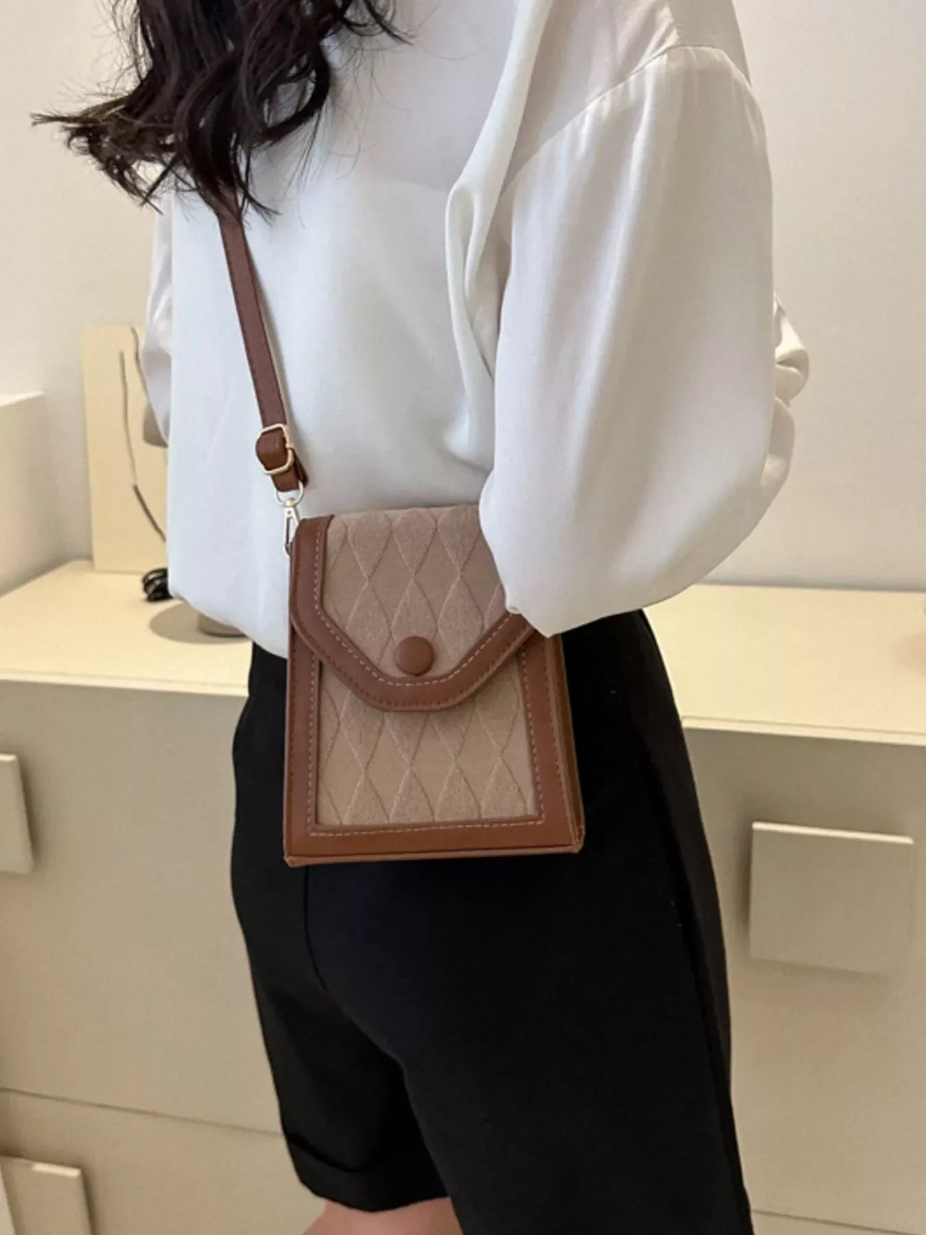Adjustable Strap Flap Crossbody Bag