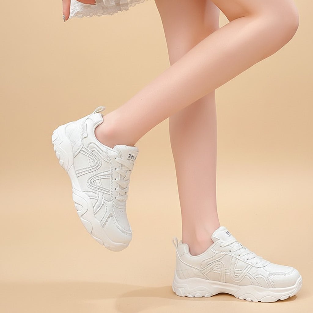 Women's Korean Platform Dad Sneakers – Lace-Up Casual Shoes