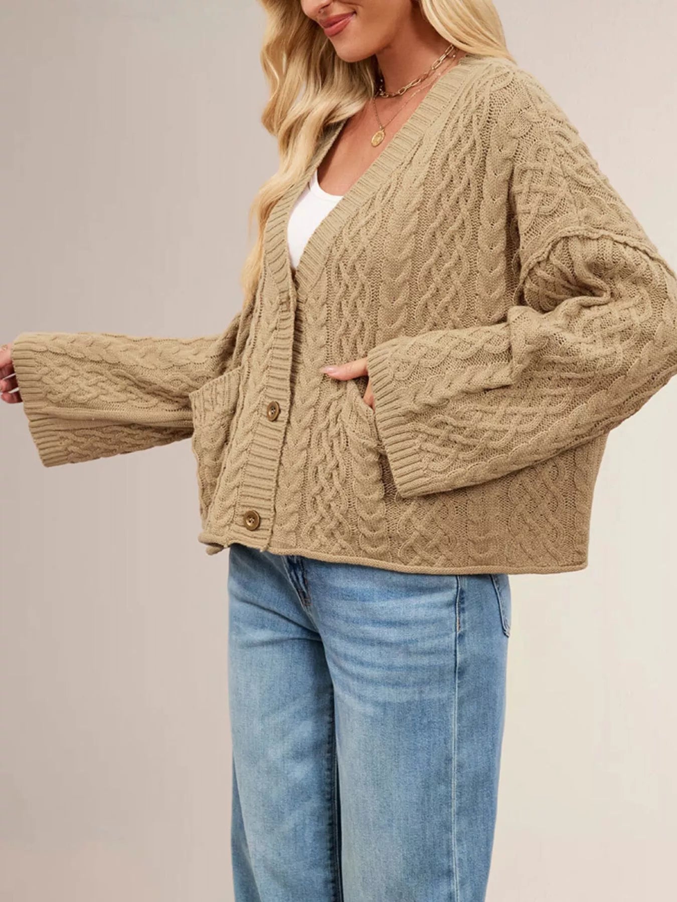Cozy Cable Knit Cardigan with Pockets