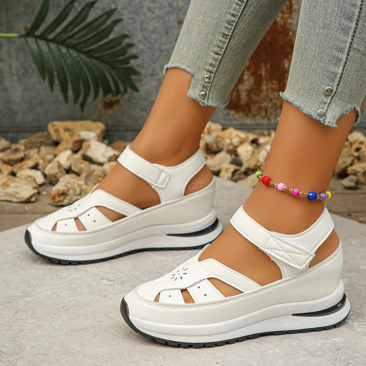 Cutout Wedge Sandals