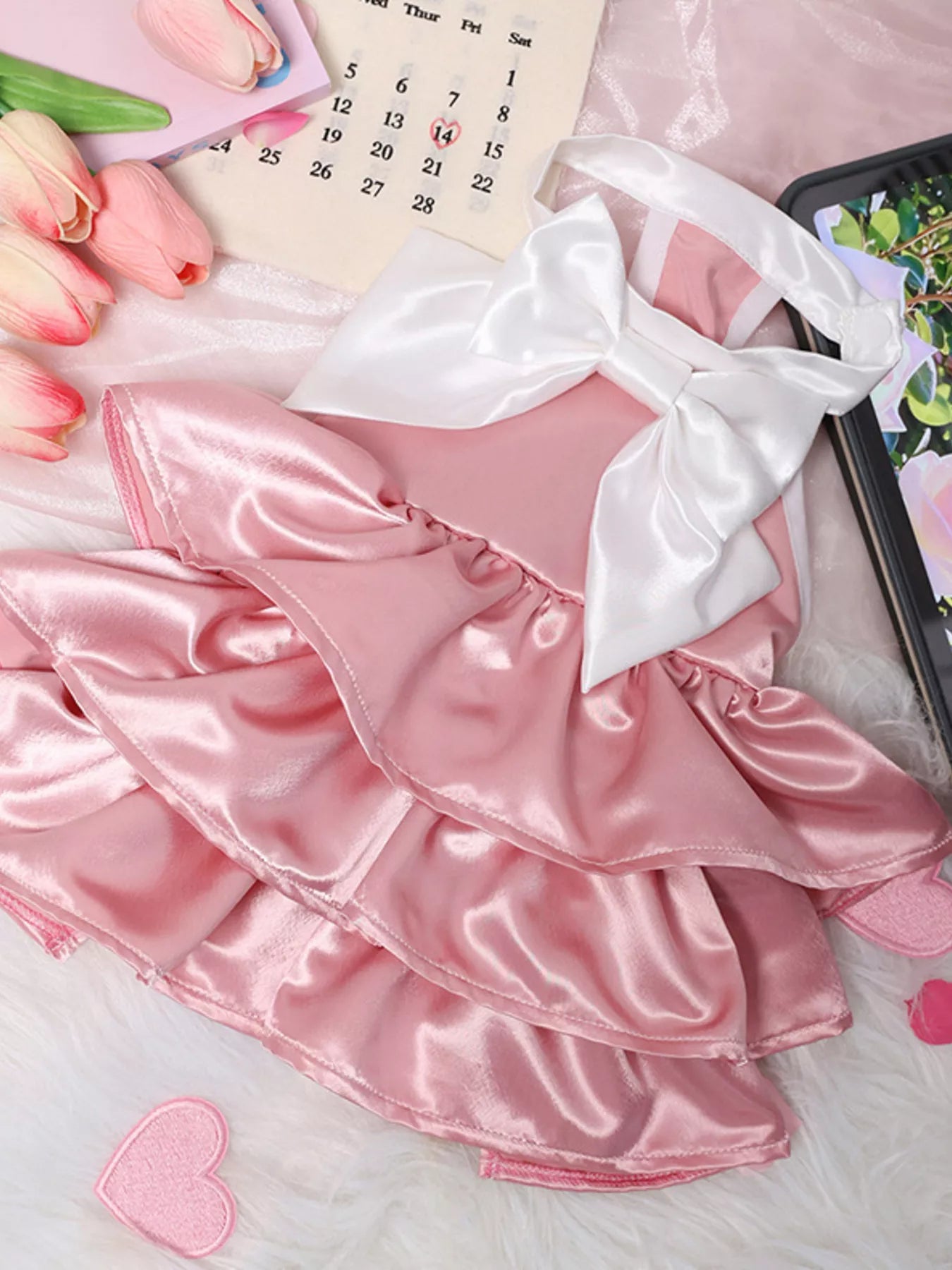 Bow Layered Ruffled Pet Dress