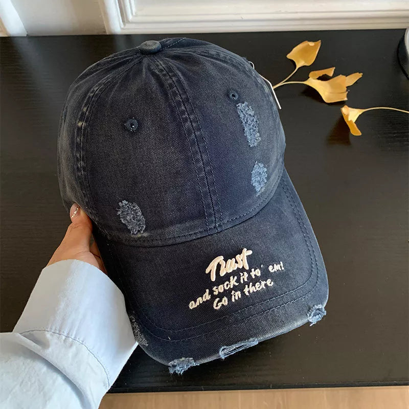 Distressed Embroidered Baseball Cap