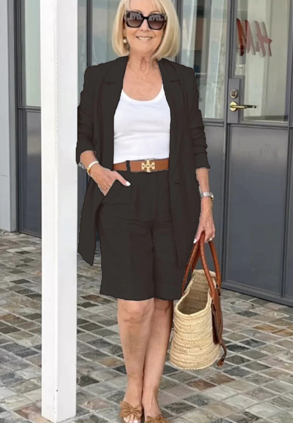 Elegant Cardigan Suit Coat Shorts Two-piece Suit (see size chart under more details)