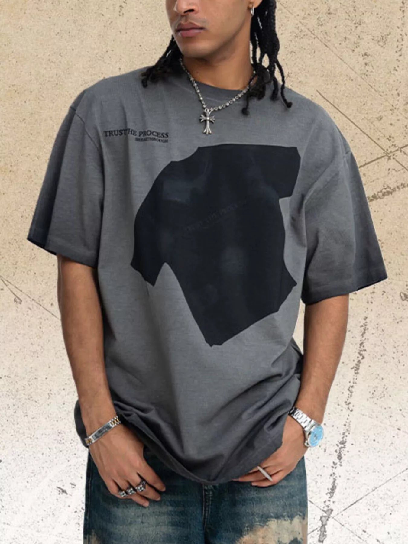 Men's Graphic Washed Round Neck T-Shirt