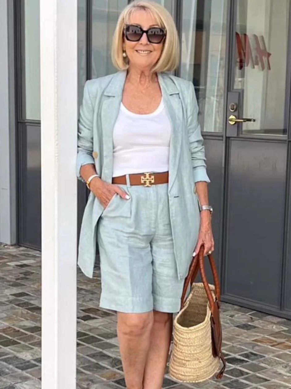 Elegant Cardigan Suit Coat Shorts Two-piece Suit (see size chart under more details)