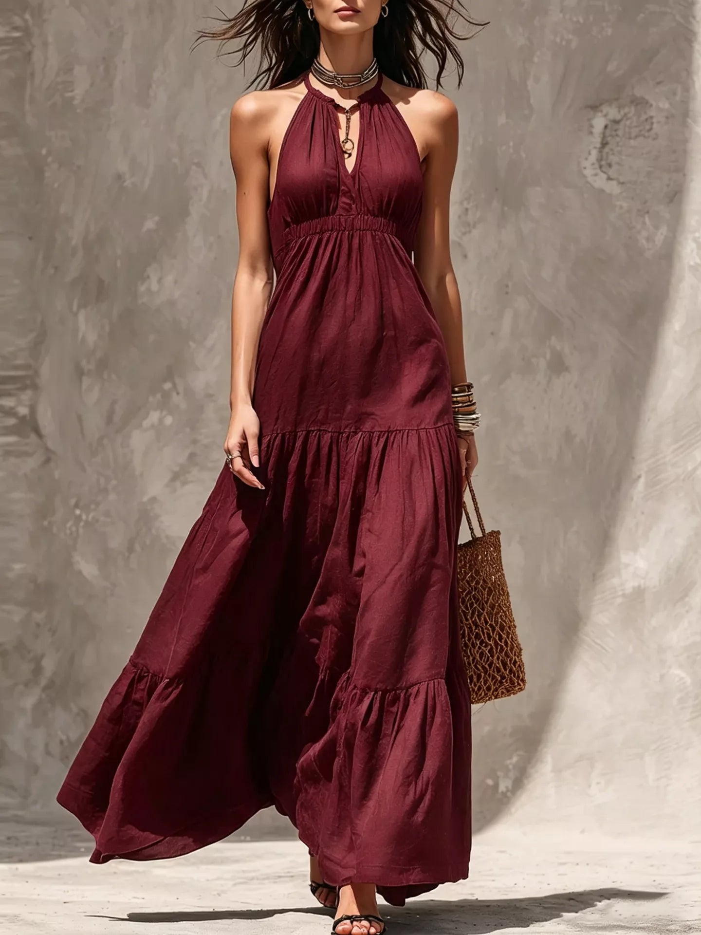 Sleeveless Tiered Maxi Dress