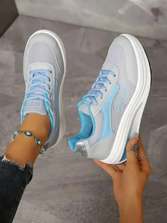 Breathable Lace Up Contrast Mesh Athletic