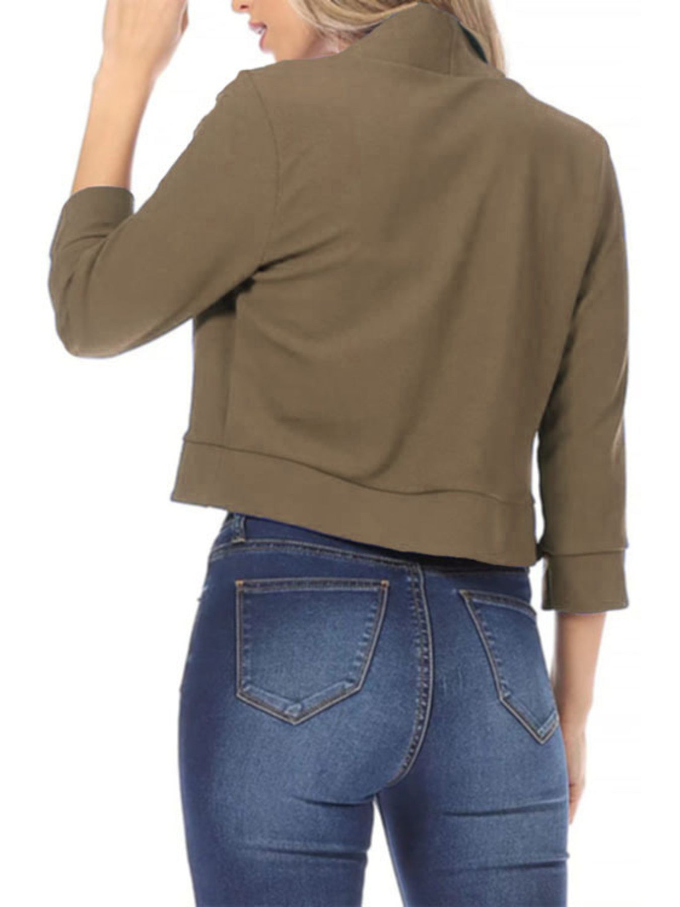 Full Size Cropped Open Front Blazer Plus Size