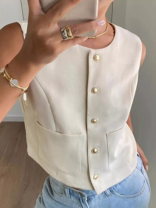Button-Down Sleeveless Vest