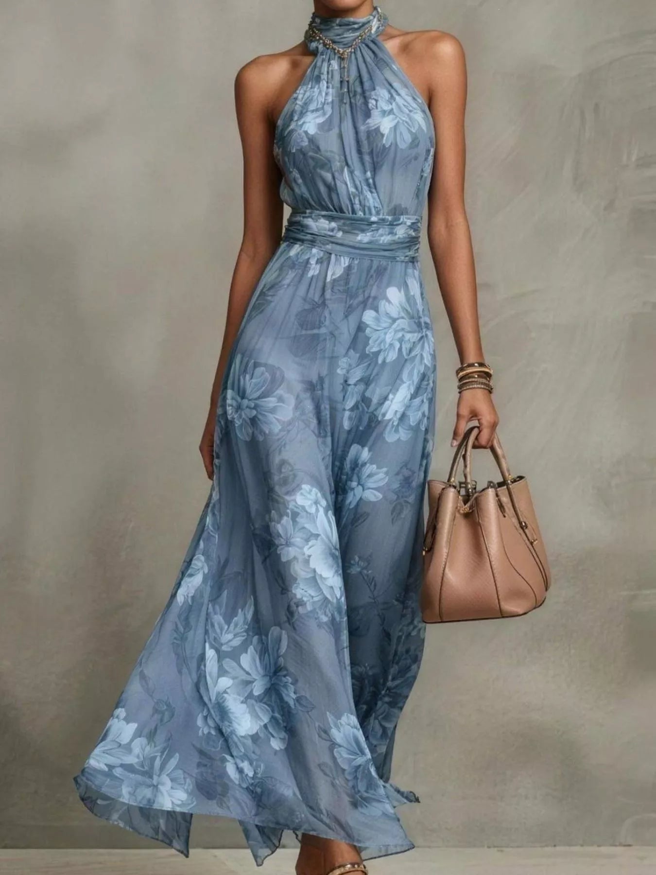 Full Size Floral Print Sleeveless Maxi Dress Plus Size