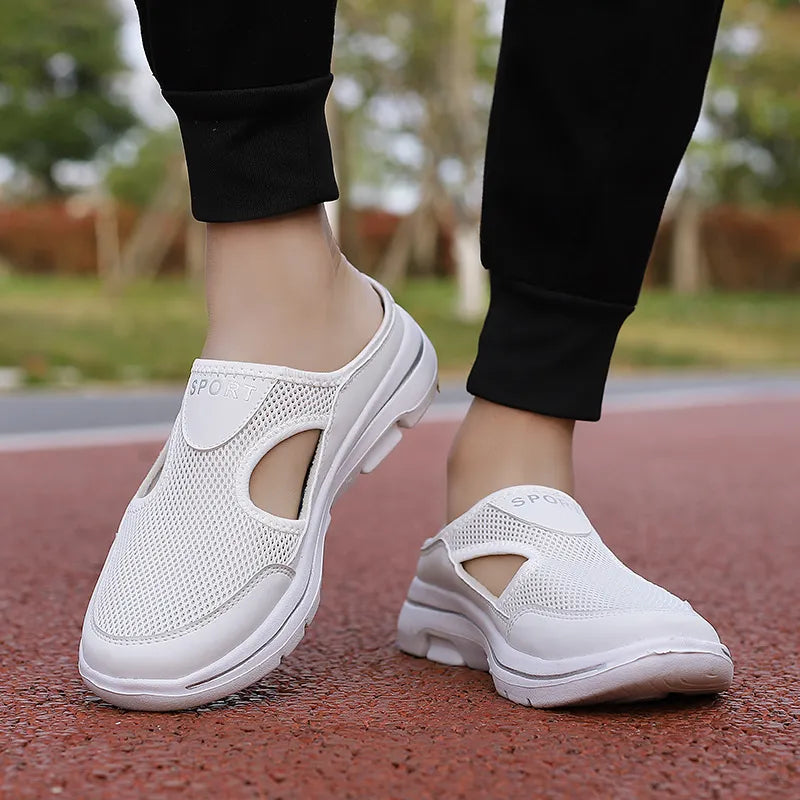 Round Toe Mesh Cut Out Sandals