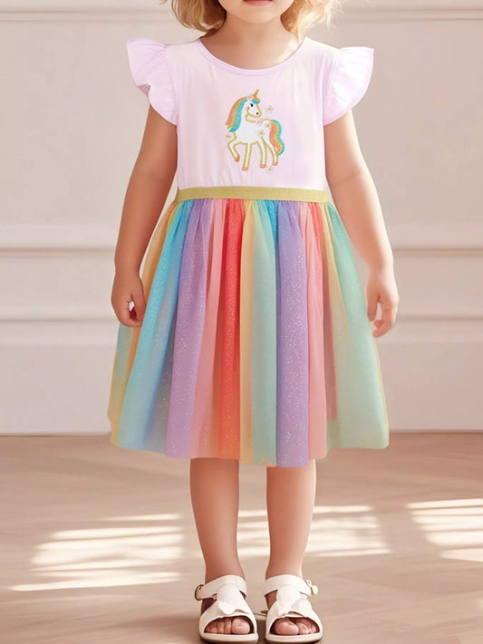 Children's Unicorn Rainbow Tulle Dress