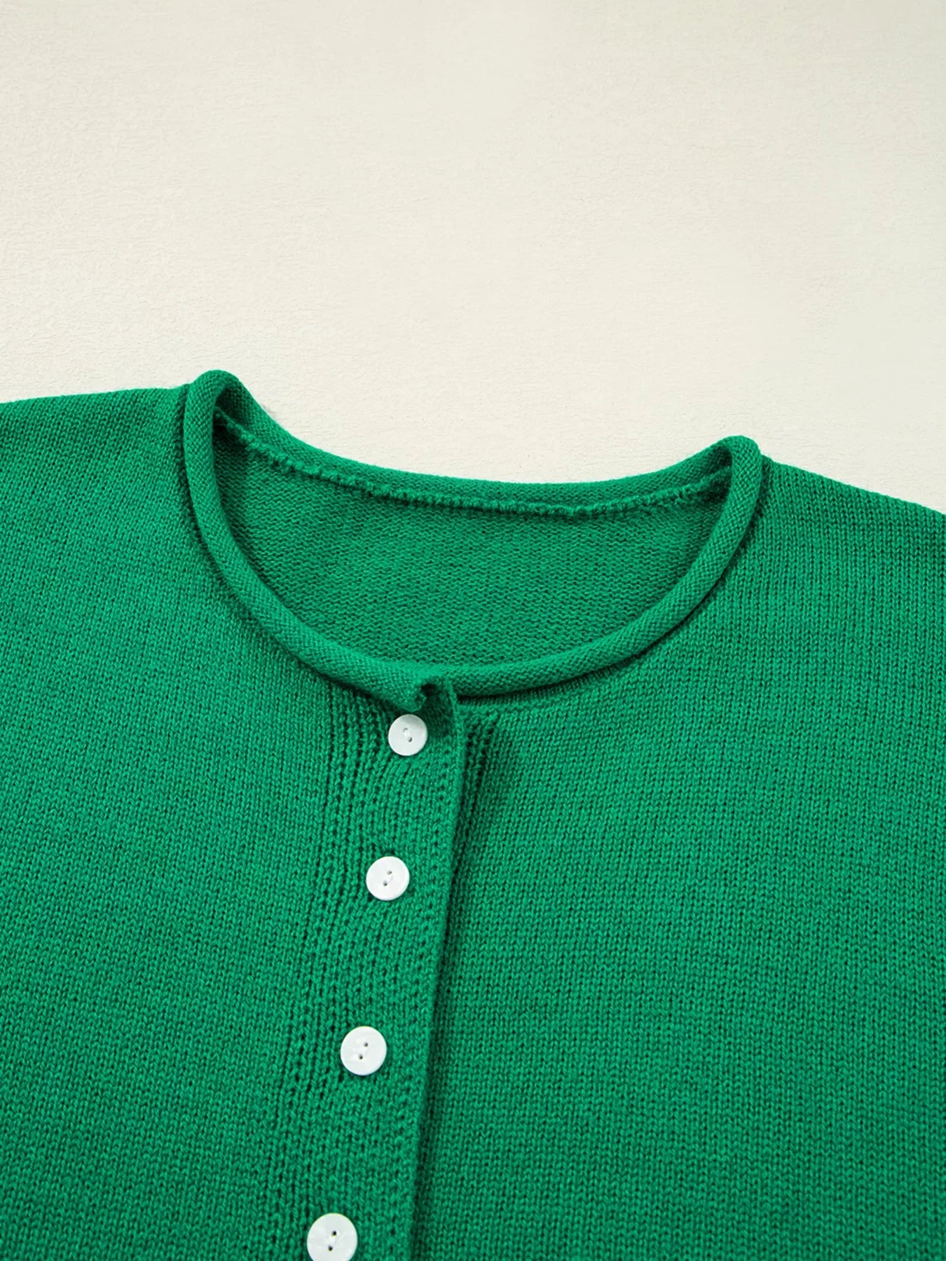 Solid Color Knit Button Drop Shoulder Sweater Cardigan