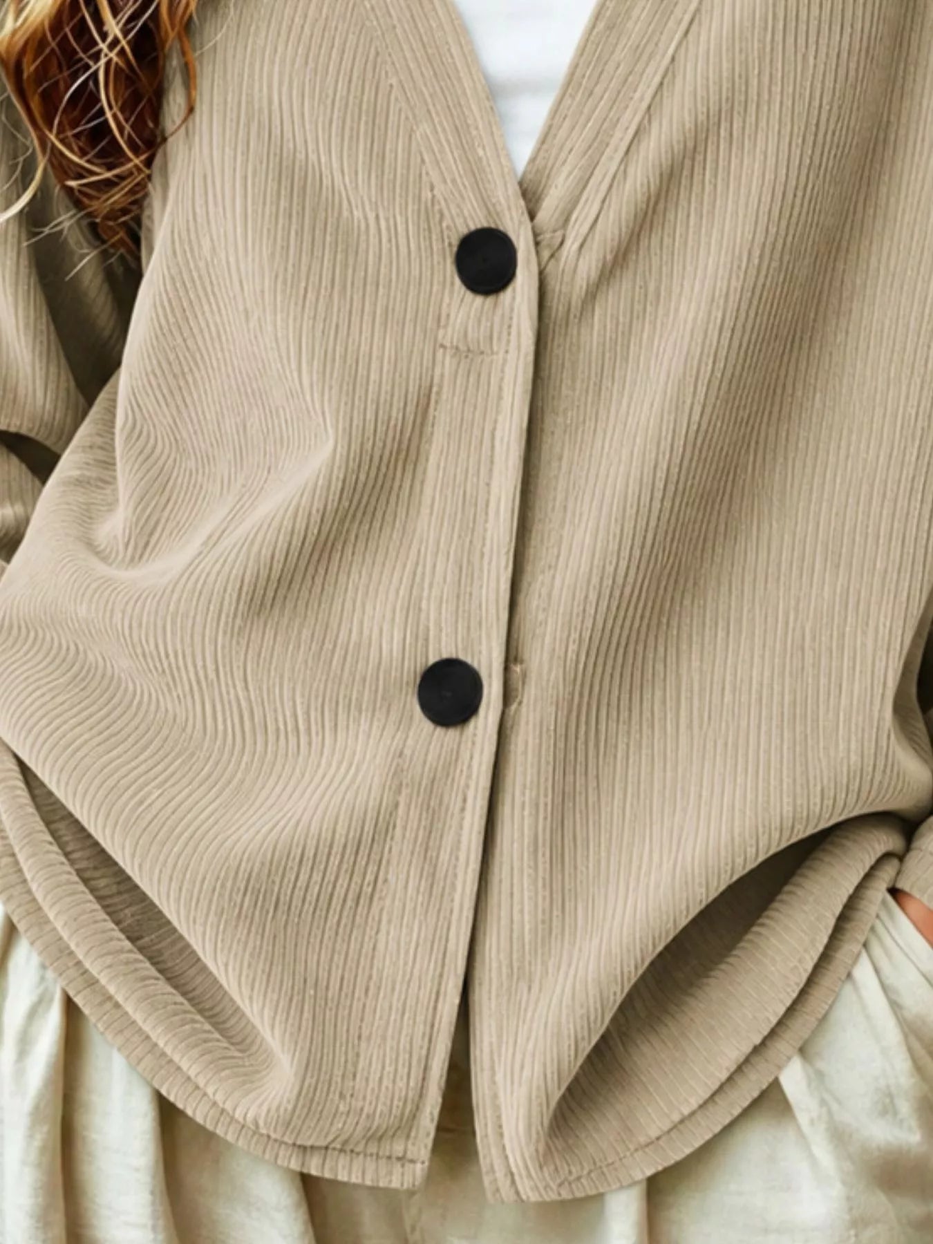 Casual Corduroy Button-Up Cardigan