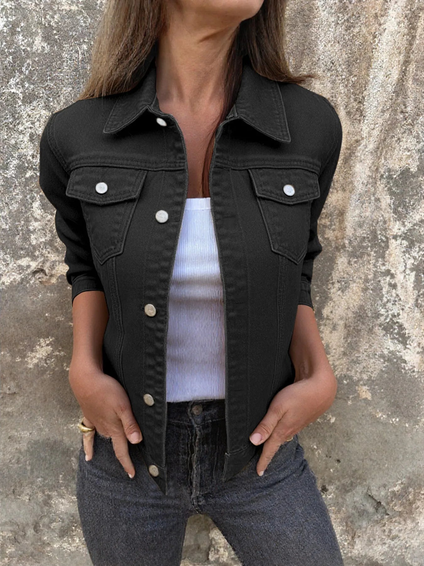 Button Front Closure Denim Jacket