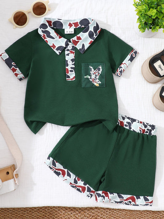 Children's Button Detail Polo Shirt & Shorts Set