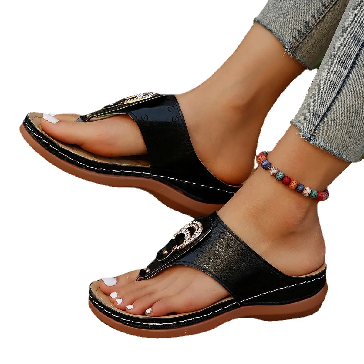 Toe Post Wedge Sandals