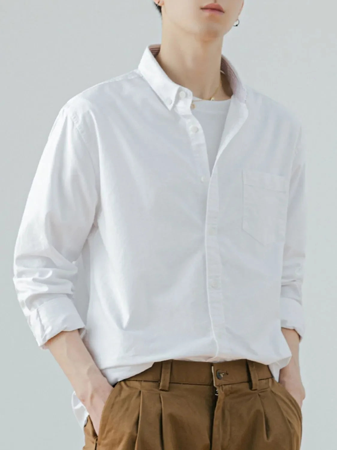 Men's Full Size Button Up Long Sleeve Shirt Plus Size