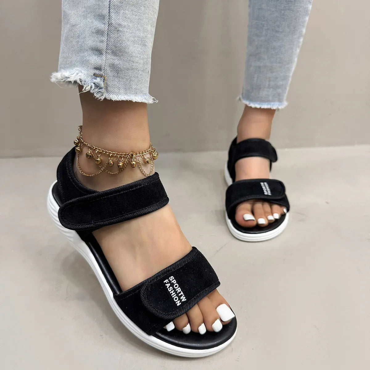 Velcro Strap Open Toe Sandals