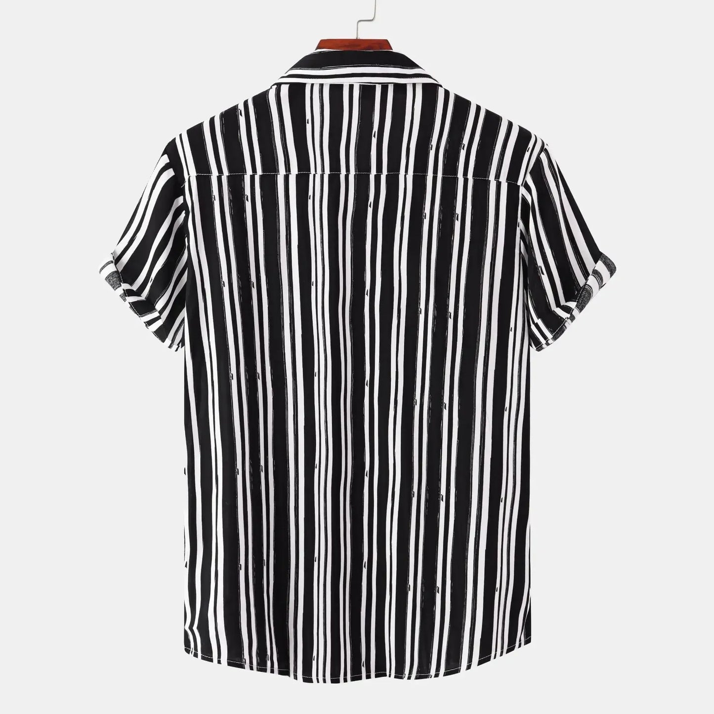 Men's Plus Size Striped Short Sleeve Button-Down Shirt