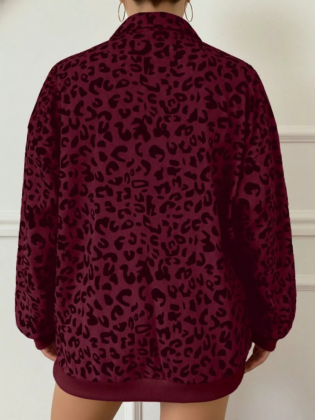 Leopard Print Quarter-Zip Sweatshirt