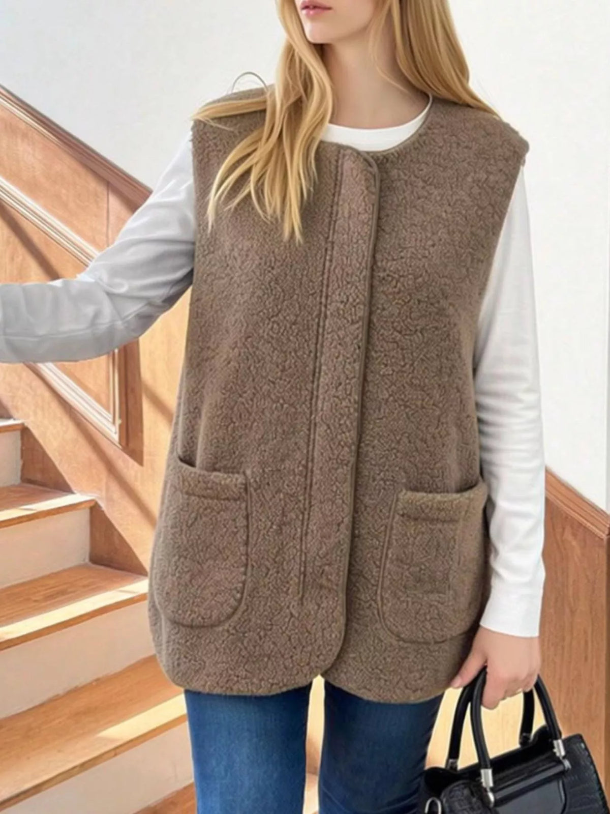 Sherpa Sleeveless Vest Coat