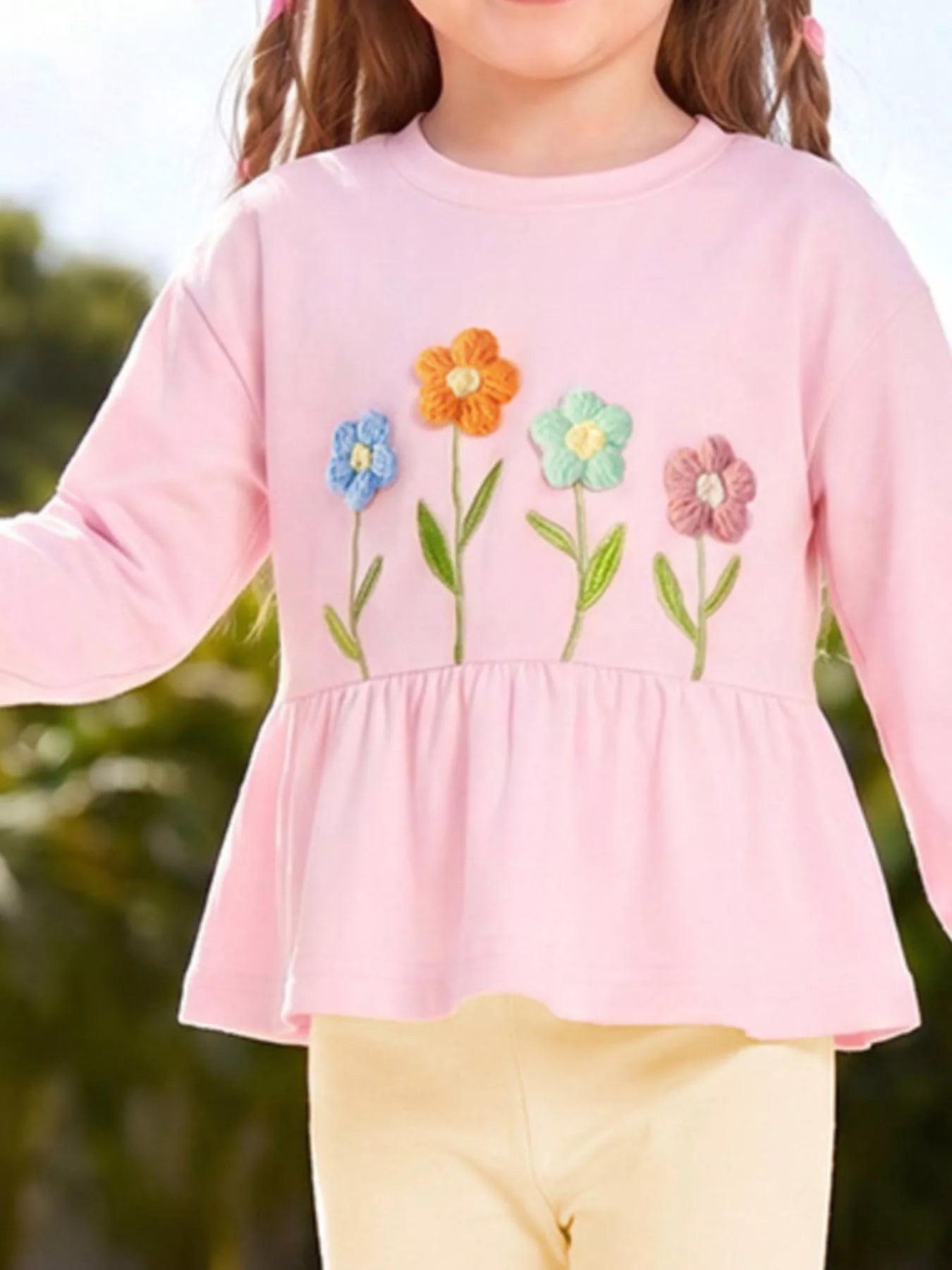 Children's Floral Peplum Top and Leggings Set