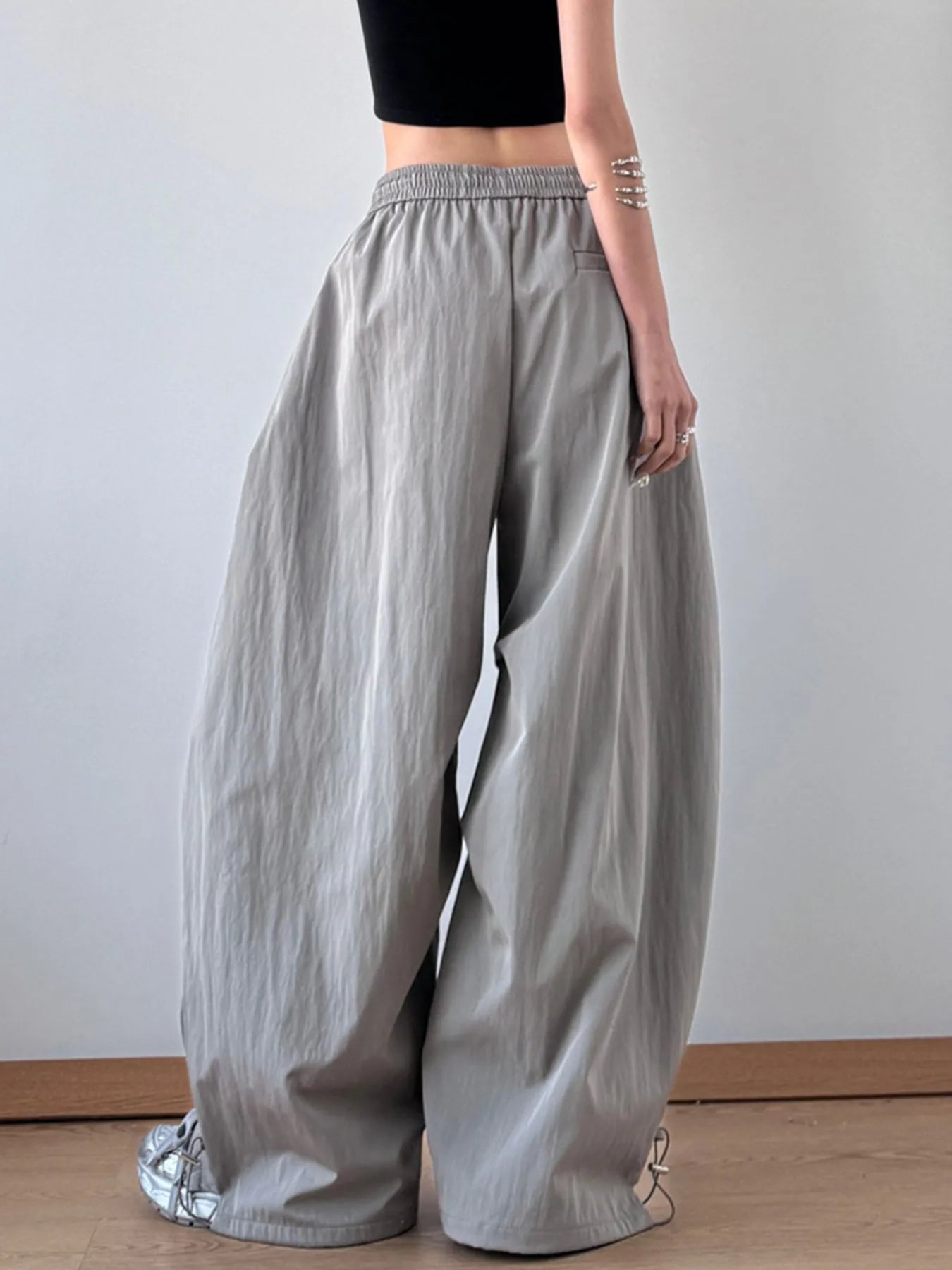 Drawstring Oversized Wide Leg Casual Pants