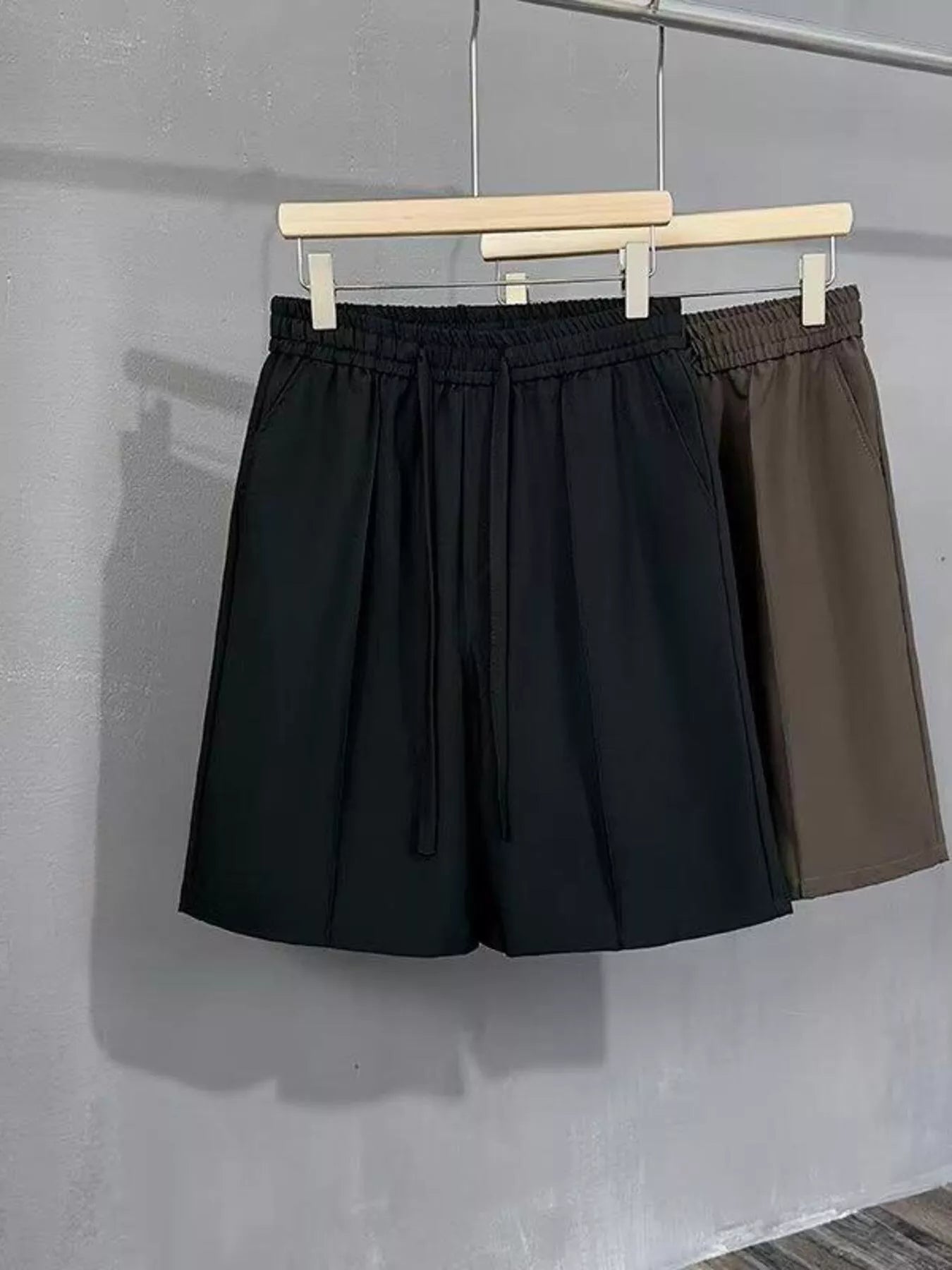 Men's Full Size Casual Drawstring Pleated Shorts Plus Size