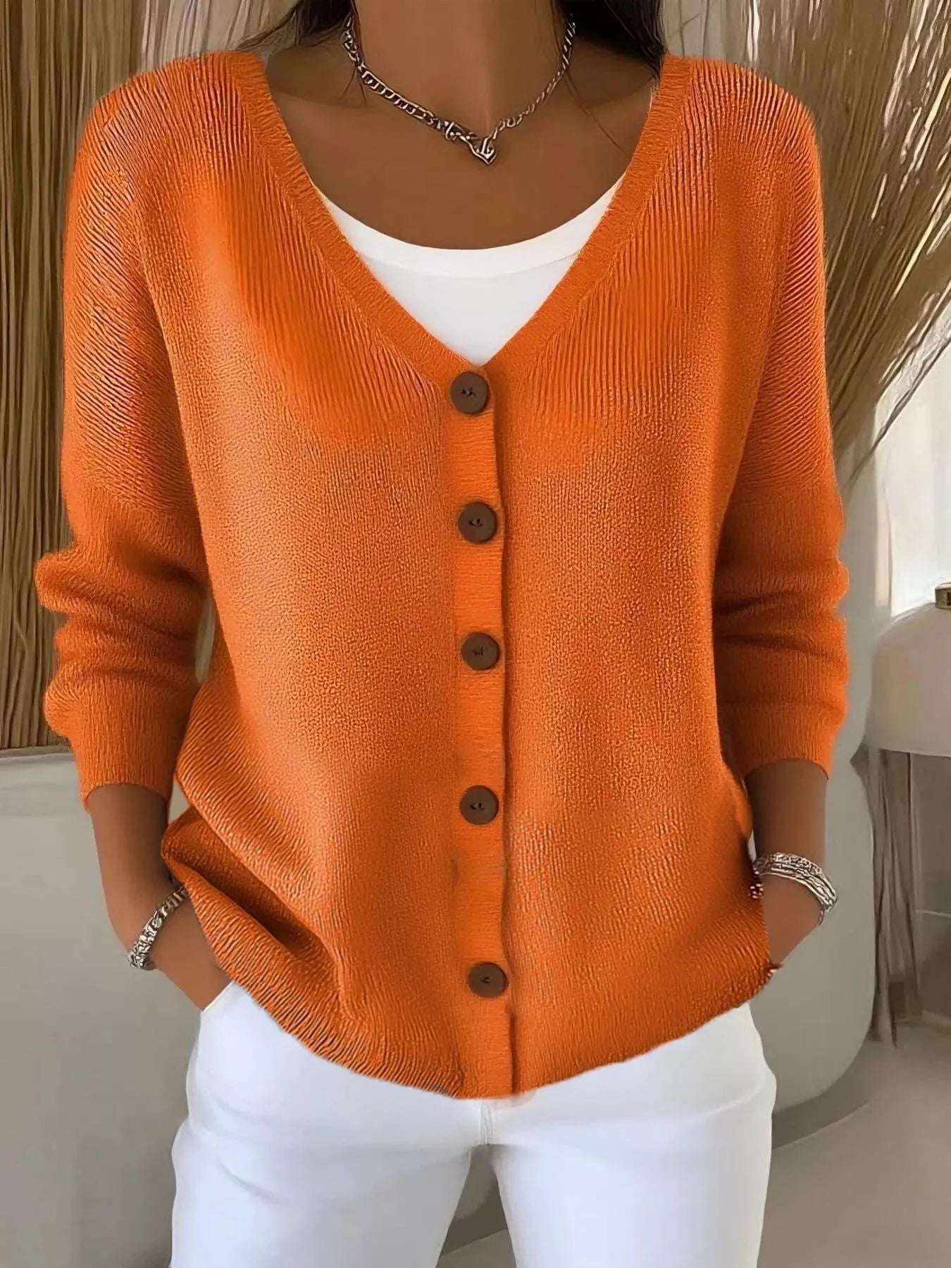 Full Size V-Neck Button-Down Knit Cardigan Plus Size